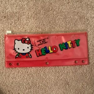 Hello Kitty Vintage 1976 1990 Red School Binder Pencil Pouch New Adventure